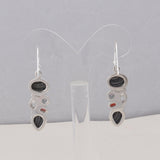 Black Fordite Silver Earrings