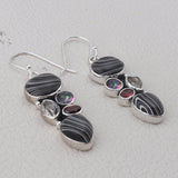 Black Fordite Silver Earrings