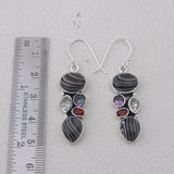 Black Fordite Silver Earrings