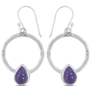 Charoite Silver Earrings