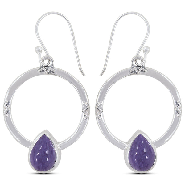 Charoite Silver Earrings
