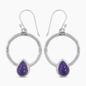 Charoite Silver Earrings