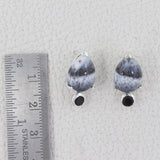 Dendritic Opal & Onyx Silver Earrings