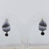 Dendritic Opal & Onyx Silver Earrings