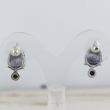 Dendritic Opal & Onyx Silver Earrings