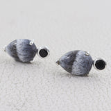 Dendritic Opal & Onyx Silver Earrings