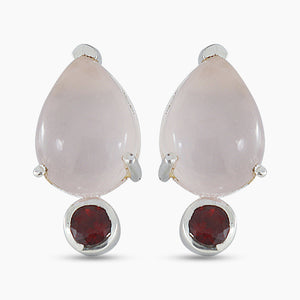Rose Quartz Silver Studs Earrings