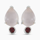 Rose Quartz Silver Studs Earrings