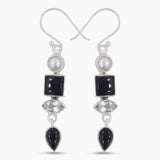 Black Onyx Silver Earrings