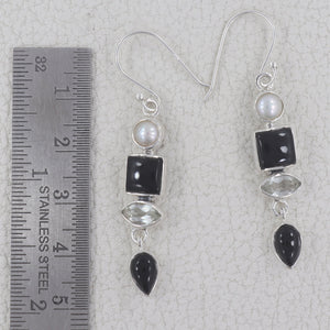 Black Onyx Silver Earrings