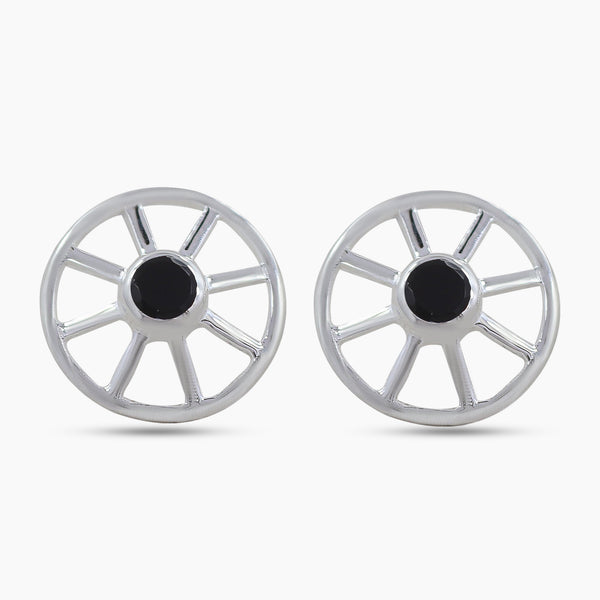 Black Onyx Silver Studs Earring