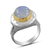 Natural Rainbow Moonstone Silver Ring