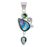 Rainbow Moonstone Silver Pendant