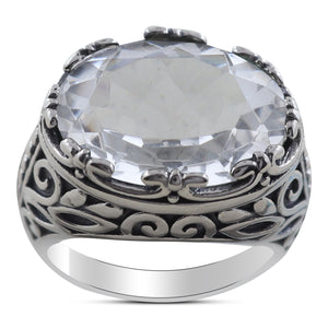 Natural Green Amethyst Silver Ring