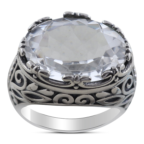 Natural Green Amethyst Silver Ring