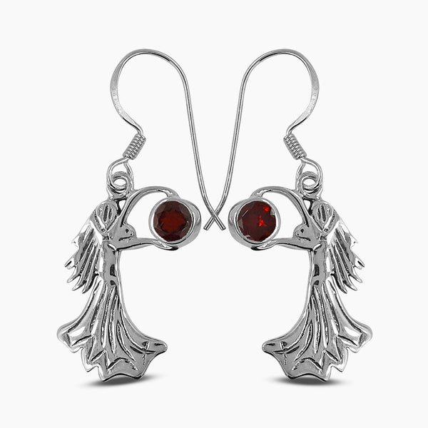 Garnet Silver Earrings