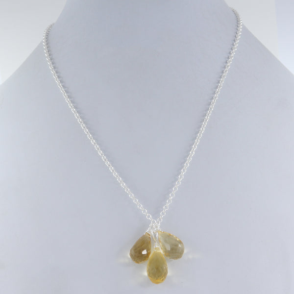 Bunch Of Citrine Gemstone Sterling Silver Necklace