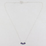 Cluster Pattern Iolite Gemstone Sterling Silver Minimalist Necklace Jewelry