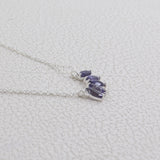 Cluster Pattern Iolite Gemstone Sterling Silver Minimalist Necklace Jewelry