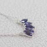 Cluster Pattern Iolite Gemstone Sterling Silver Minimalist Necklace Jewelry