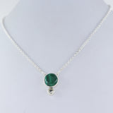 Malachite With Green Amethyst Silver Necklace With Chain