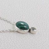 Malachite With Green Amethyst Silver Necklace With Chain