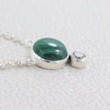 Malachite With Green Amethyst Silver Necklace With Chain