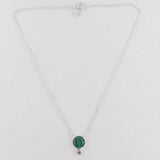 Malachite With Green Amethyst Silver Necklace With Chain