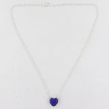 Lapis Lazuli Heart Shape Necklace, 925 Sterling Silver Handmade