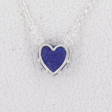 Lapis Lazuli Heart Shape Necklace, 925 Sterling Silver Handmade