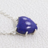 Lapis Lazuli Heart Shape Necklace, 925 Sterling Silver Handmade