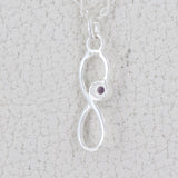 Infinity Designer Amethyst Gemstone Sterling Silver Necklace Jewelry