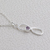 Infinity Designer Amethyst Gemstone Sterling Silver Necklace Jewelry