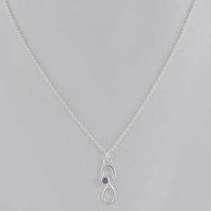 Infinity Designer Amethyst Gemstone Sterling Silver Necklace Jewelry