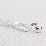 Citrine, Garnet Gemstoe Beautiful Necklace, 925 Sterling Silver Handmade Necklace