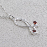 Garnet Cut Gemstone Necklace, 925 Sterling Silver Handmade Necklace