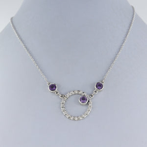 Natural Amethyst Gemstone Sterling Silver Chain Necklace Jewelry