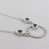 Natural Amethyst Gemstone Sterling Silver Chain Necklace Jewelry