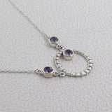 Natural Amethyst Gemstone Sterling Silver Chain Necklace Jewelry