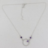 Natural Amethyst Gemstone Sterling Silver Chain Necklace Jewelry