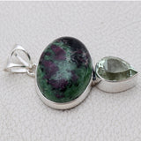 Ruby Zoisite Silver Pendant