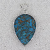 Blue Copper Turquoise Silver Pendant