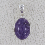 Natural Charoite Pendant 925 Sterling Silver