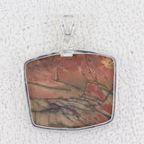 Natural Cherry Jasper Gemstone Silver Pendant