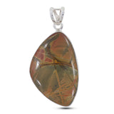 Natural Cherry Jasper Gemstone Silver Pendant