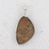 Natural Cherry Jasper Gemstone Silver Pendant