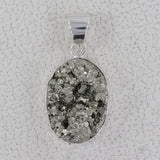 Pyrite Druse 925 Solid Silver Pendant