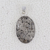 Black Dot Quartz Silver Pendant