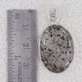 Black Dot Quartz Silver Pendant