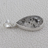 Black Dot Quartz Silver Pendant